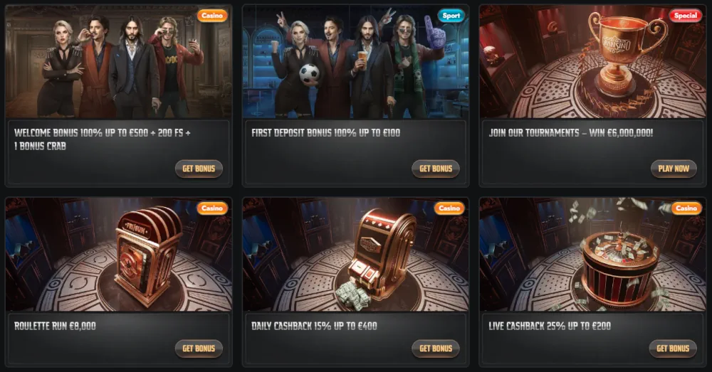 Paquete de bienvenida Gransino y fichas promocionales de torneo de casino.